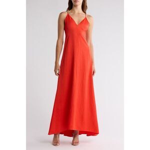 TWP Women's Cherry Tomato Josephine Linen Blend Maxi Dress Size 10 NWT